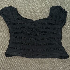 Chic Black Textured Women's Blouse